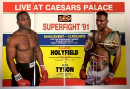 1991 MIKE TYSON vs EVANDER HOLYFIELD 32x22 Souvenir Fold-out Fight Poster by The Ring Magazine