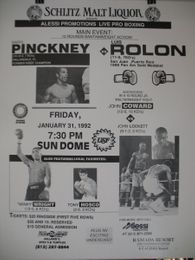 1992 DARYL PINCKNEY vs LUIS ROLON, WINKY WRIGHT On-Site Boxing Poster TAMPA, FLORIDA