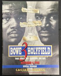 1995 EVANDER HOLYFIELD vs RIDDICK BOWE III (Double Signed by LEROY NEIMAN inside) On-Site Boxing Program LAS VEGAS, NEVADA Marco Antonio Barrera vs Eddie Croft 1995 EVANDER HOLYFIELD vs RIDDICK BOWE III (Double Signed by LEROY NEIMAN inside) On-Site Boxing Program LAS VEGAS, NEVADA Marco Antonio Barrera vs Eddie Croft