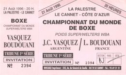 1996 Julio Cesar Vasquez vs. Laurent Boudouani Onsite Boxing Ticket - WBA World Super Welterweight Title - France