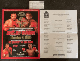 1996 ROY JONES JR. vs BRYANT BRANNON Onsite Boxing Program, Ticket, Bout Sheet