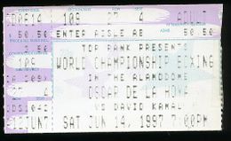 1997 OSCAR DE LA HOYA vs DAVID KAMAU On-Site Boxing Ticket FLOYD MAYWEATHER JR.