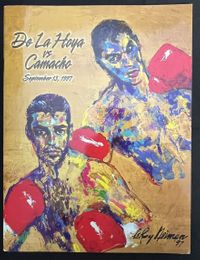 1997 OSCAR DE LA HOYA vs HECTOR CAMACHO On-Site Boxing Program w/Uncut 16 Card Boxing Set and Bout Sheet LAS VEGAS, NEVADA 1997 OSCAR DE LA HOYA vs HECTOR CAMACHO On-Site Boxing Program w/Uncut 16 Card Boxing Set and Bout Sheet LAS VEGAS, NEVADA