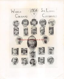 Baseball 1934 ST. LOUIS CARDINALS Vintage Later Photo DIZZY DEAN, FRANK FRISCH +