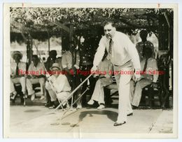 c. 1933 Boxing JESS WILLARD Vintage Photograph PLAYING SHUFFLEBOARD Champion HOF