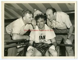 c. 1947 MARCEL CERDAN, JIM BRADDOCK, GEORGIE ABRAMS Vintage Boxing Photograph