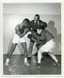 c. 1950s Boxing JERSEY JOE WALCOTT Vintage Photograph TRAINING YOUNG BOXERS
