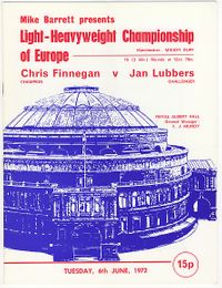 Chris Finnegan vs. Jan Lubbers, Joe Bugner vs. Doug Kirk, John Stracey, John Conteh - On-site Program - June 6, 1972