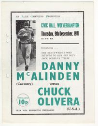 Danny McAlinden vs. Chuck Olivera - On-site Boxing Program - December 9, 1971