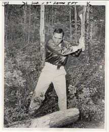 Gene Fullmer Chopping Wood - 1962 Vintage Boxing Photograph