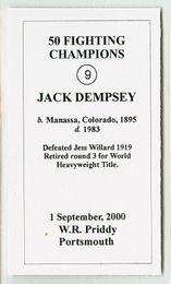 Jack Dempsey (white background) - 2000 W.R. Priddy Antiques "50 Fighting Champions" Boxing Card