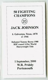 Jack Johnson - 2000 W.R. Priddy Antiques "50 Fighting Champions" Boxing Card Jack Johnson - 2000 W.R. Priddy Antiques "50 Fighting Champions" Boxing Card
