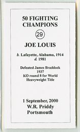 Joe Louis - 2000 W.R. Priddy Antiques "50 Fighting Champions" Boxing Card