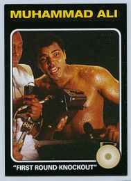 Muhammad Ali - The People's Champ Collection - "First Round Knockout" (Joe Frazier vs. Ali III Fight Hype) Card #58 - Rare #07 of 56 Black Parallel - 2021 Topps Now Boxing Card