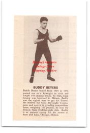 BUDDY BEYERS 1920's Flyweight CHICAGO, ILLINOIS Vintage Boxing Clipping