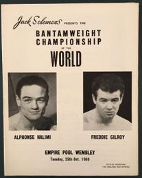 1960 ALPHONSE HALIMI vs FREDDIE GILROY Onsite Boxing Program WORLD BANTAMWEIGHT TITLE