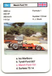 Hans-Joachim Stuck 2c - 1975 FX Schmid "Racing Cars - Top Trumps" Formula 1 Auto Racing Card