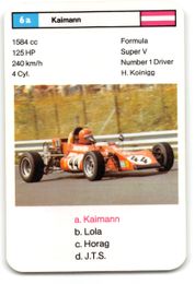 Helmuth Koinigg 6a - 1975 FX Schmid "Racing Cars - Top Trumps" Auto Racing Card