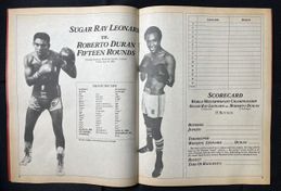 1980 ROBERTO DURAN vs. SUGAR RAY LEONARD Souvenir Boxing Program Issued by The Ring Magazine 1980 ROBERTO DURAN vs. SUGAR RAY LEONARD Souvenir Boxing Program Issued by The Ring Magazine