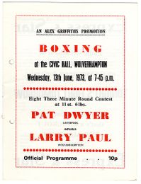 Pat Dwyer vs. Larry Paul - On-site Program - June 13, 1973