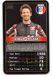 Romain Grosjean - 2016 Top Trumps "Grand Prix Heroes" Formula 1 Racing Card
