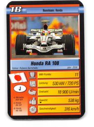Rubens Barrichello 1B - 2010 Ravensburger "Pole Position - Super Trumpf" Formula 1 Racing Card