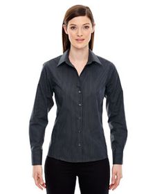 Ash City - North End Ladies' Boardwalk Wrinkle-Free Two-Ply 80's Cotton Striped Tape Shirt. 78674