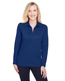 Devon & Jones CrownLux Performance Ladies' Plaited Long Sleeve Polo. DG20LW