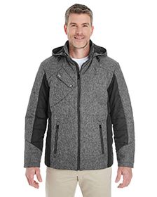 Devon & Jones Men's Midtown Insulated Fabric-Block Jacket with Crosshatch Mlange. DG710