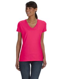 Fruit of the Loom Ladies' 5 oz. HD Cotton V-Neck T-Shirt L39VR. (White $3.06)