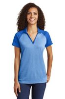 Sport-Tek  Ladies PosiCharge  RacerMesh  Raglan Heather Block Polo. LST641