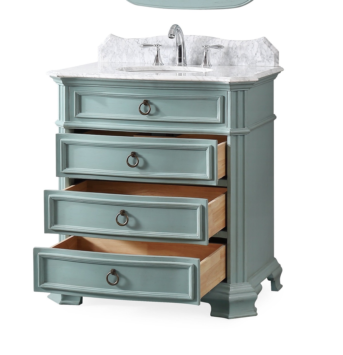 32 inch Bathroom Vanity 3 Drawers Coastal Cottage Beach Style Light