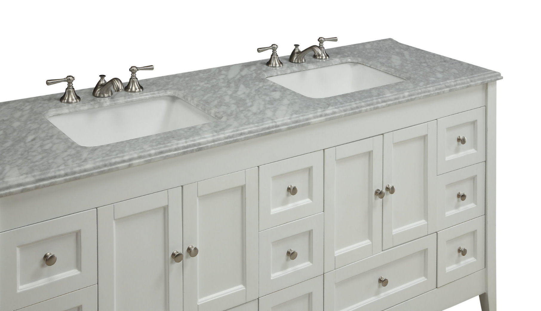 72 Inch Bathroom Vanity Double Sink Shaker Style White Color  (72