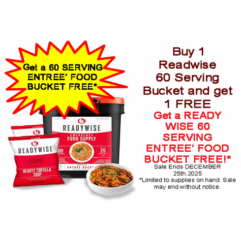NEW--ReadyWise 60 Serving Entrees'  <br>7 Day Food Bucket for 4 Adults