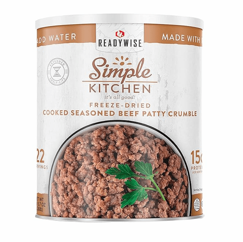 Seasoned Beef Patty Crumbles � Freeze-Dried #10 Can � 22 Servings