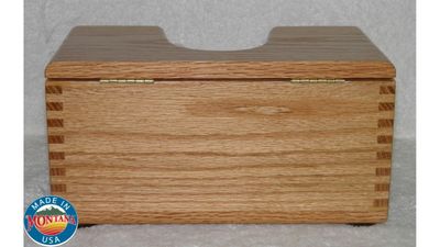 PUFFS TISSUE BOX, HINGED LID, SOLID RED OAK (0303202403)