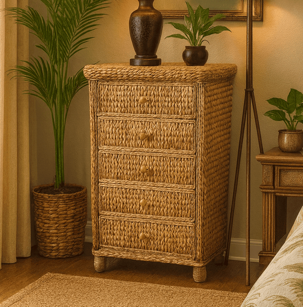 Miramar Five Drawer Dresser-with glass top