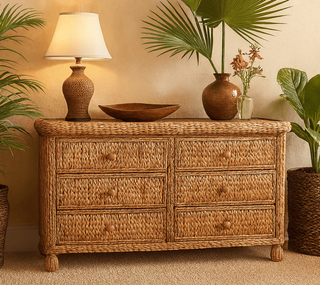 Miramar Six Drawer Dresser-with glass top