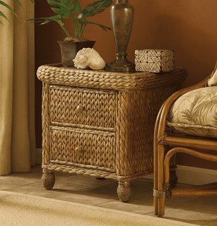 Miramar Two Drawer Nightstand-with glass top