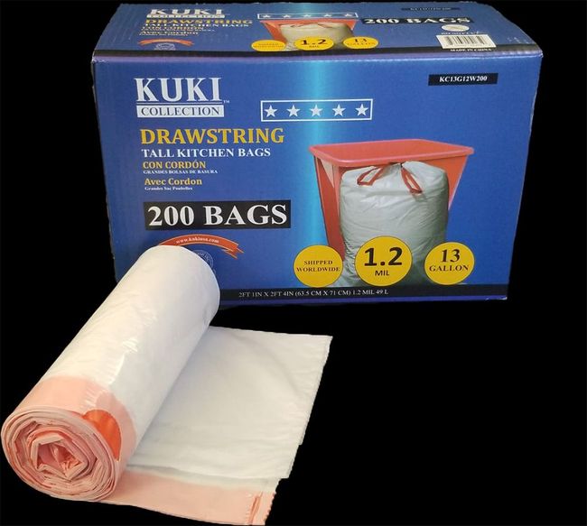 13 Gallon Drawstring Trash Bags - Bulk