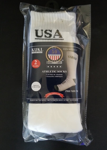 Athletic Socks 2-Pack, Crew, White