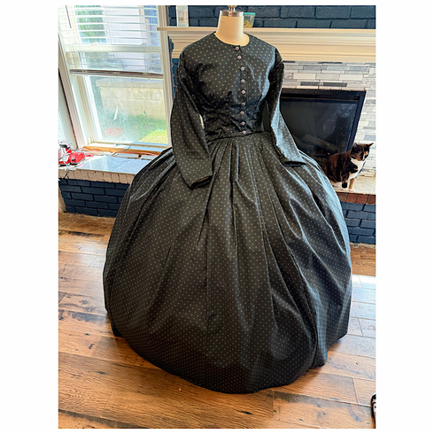 Beautiful Smokey Blue Reproduction Civil War Simple Day Dress Camp Dress 42