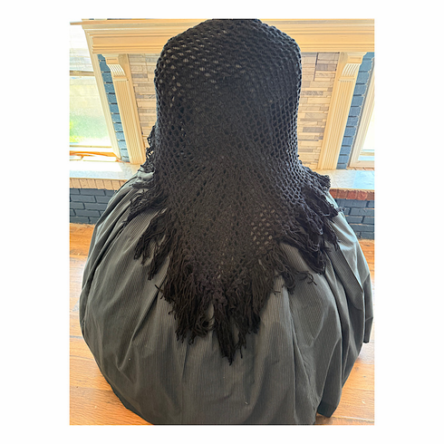 Black Civil War Victorian Shawl with Fringe 13