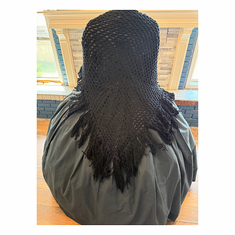 Black Civil War Victorian Shawl with Fringe 13