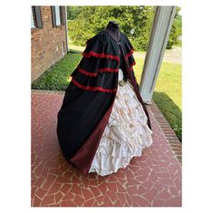 Black Herringbone Twill with Brocaded Satin Lining Civil War Cloak