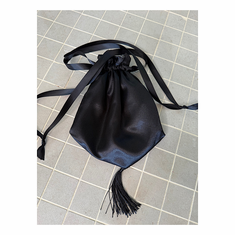 Black Satin Civil War Reticule Purse with Tassel