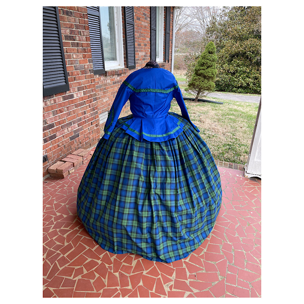 Blue & Green Tartan Plaid Civil War Day Dress40