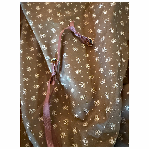 Brown Reproduction with Ivory Floral Civil War Hoop Bag