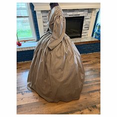 Classic Brown Stripe Simple Day or Camp Civil War Dress 40