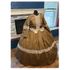 Cocoa Historical Print Civil War Better Day Dress with Venice Lace 38